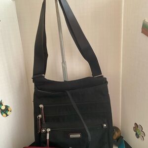 Baggallini Black Crossbody Bag with Silver Accents